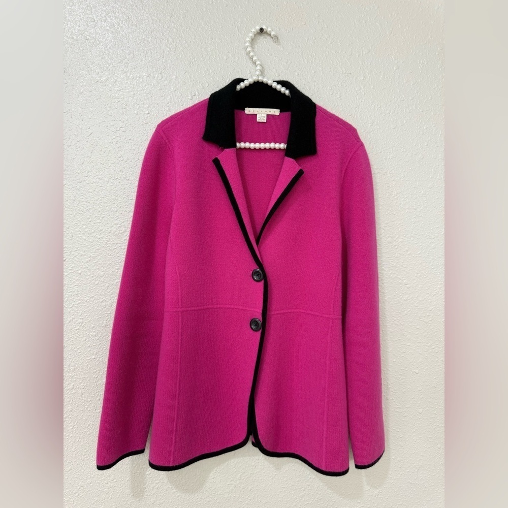 Belford 100% Cashmere Cardigan Jacket Size L Fuchsia Excellent Condition